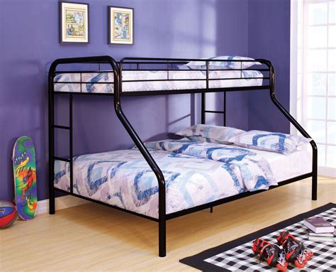 Rainbow Black Twin Over Queen Bunk Bed, CM-BK1133BK, Furniture of America