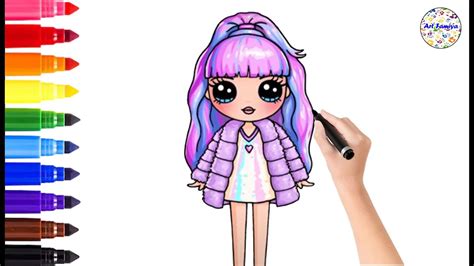 Sketch and Coloring Rainbow High Fashion Doll Drawing Easy | Step By Step Violet Drawing Video ...