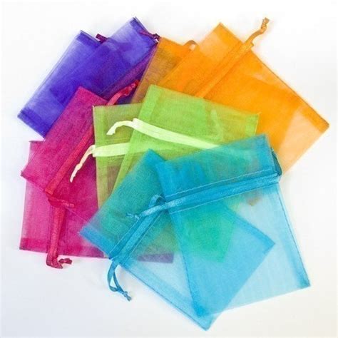 100 Organza Bags, 3x4 inch, multi color jewel tones, orange, hot pink ...