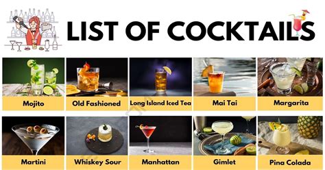 100+ Cocktail Names: Useful List of Cocktails in English • 7ESL