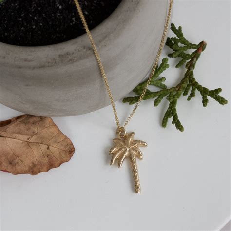 Solid 9ct Gold Palm Tree Necklace, Gold Palm Tree Pendant on a chain ...