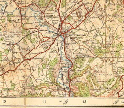 old OS map of Leatherhead area c.1920