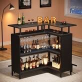 Farfarview L-shaped Home Bar Table with Storage Shelves and Wine Rack - N/A - ShopStyle