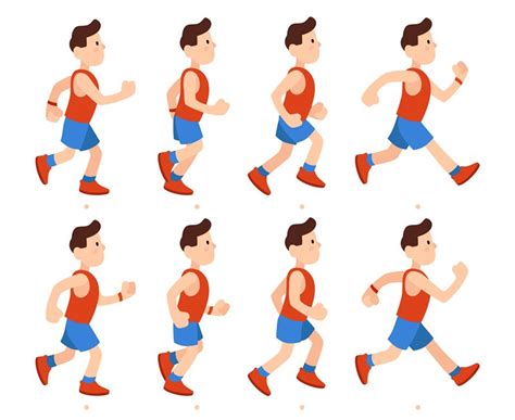 Flat running man. Athletic boy run animation frames sequence. Runner m By Tartila | TheHungryJPEG