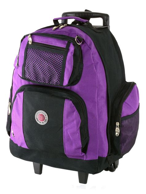 18" Wheeled Backpack Roomy Rolling Book Bag W/ Handle Carry on Luggage ...