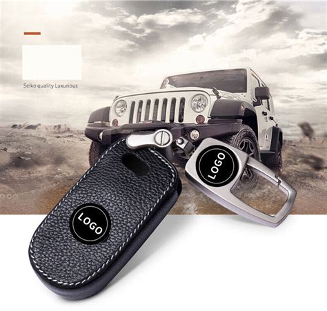 Retro Style Leather Car Key Fob Case Cover For Jeep Wrangler JL ...