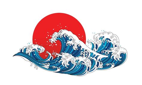 Premium Vector | Japan wave ocean illustration. Asia and oriental ...