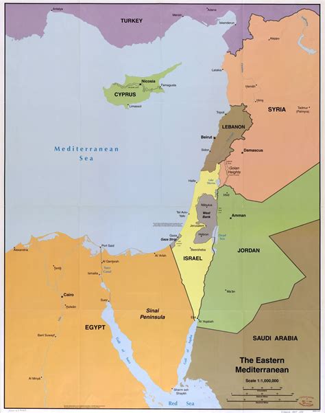 Large detailed political map of the Eastern Mediterranean with major cities - 1997 | Syria ...