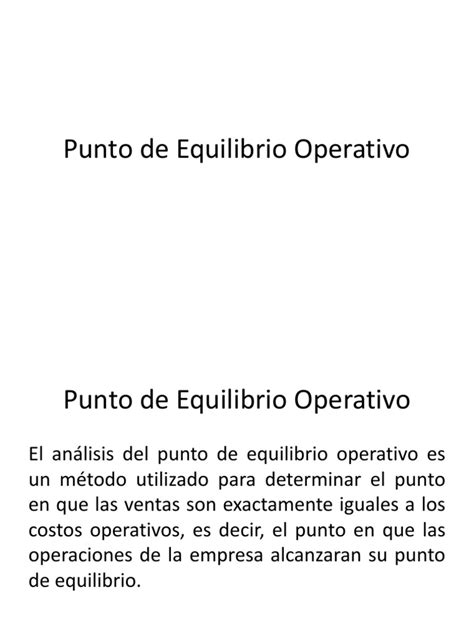 Punto de Equilibrio Operativo | Economias | Business