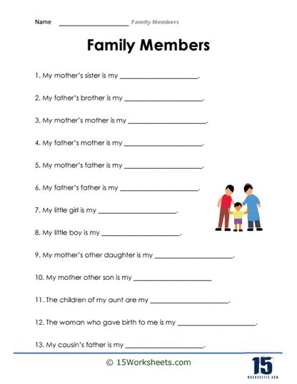 Family Members Worksheets - 15 Worksheets.com