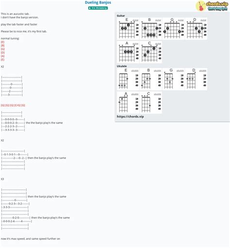 Chord: Dueling Banjos - tab, song lyric, sheet, guitar, ukulele | chords.vip