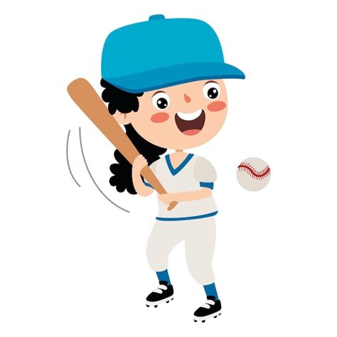 Premium Vector | Cartoon illustration of a kid playing baseball