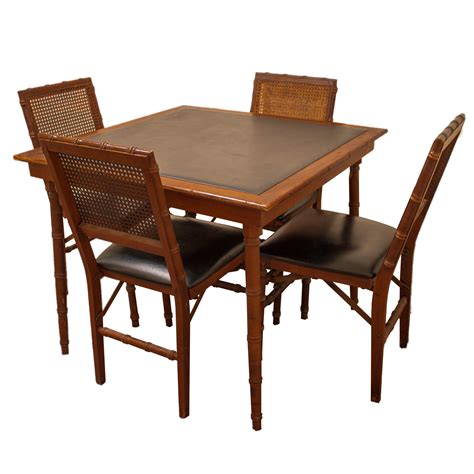 Mid-Century Stakmore Folding Game Table and Chairs - S/5 | Chairish