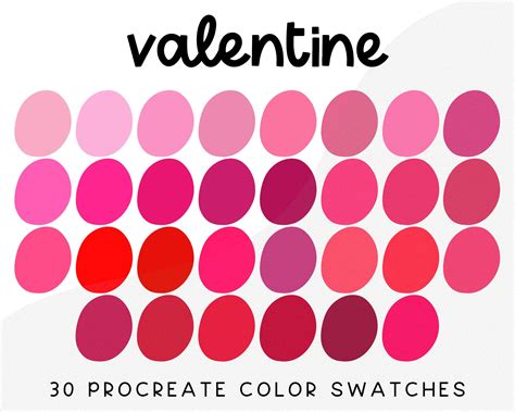 Valentine Procreate Color Palette Swatches, Instant Download - Etsy Canada | Color palette ...