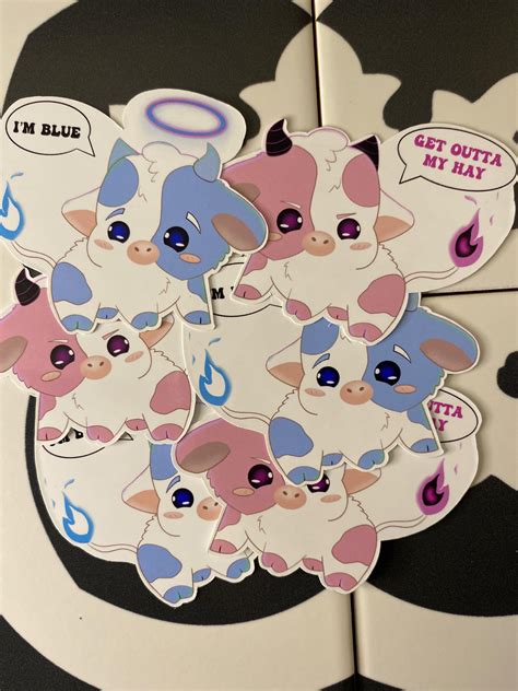 I made some cute cow stickers : r/Kawaii