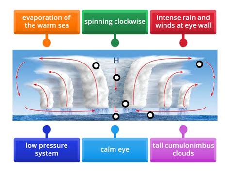 SA Cross-section of a tropical storm - Labelled diagram