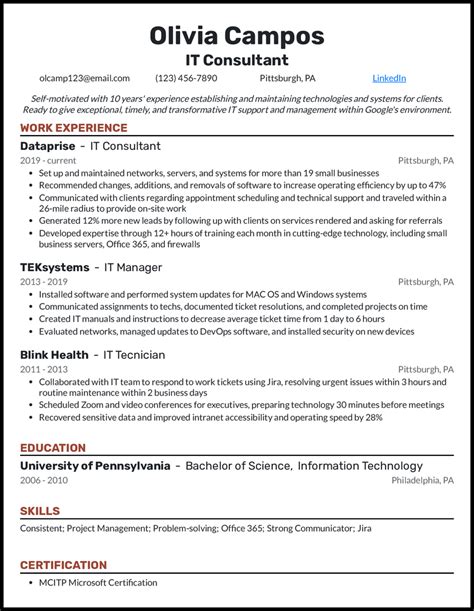 Cv Template Consulting