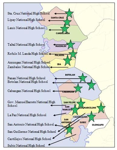 Map of zambales where the secondary schools are located | Download ...