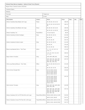 Fillable Online Richard Rose Morton Academy - Uniform Order Form ...