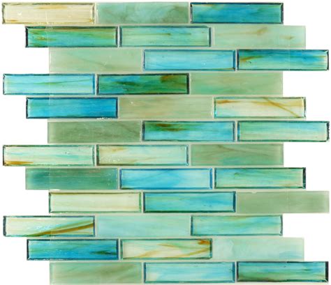 Botanical Glass Sea Glass Tiles, 1" x 4", Turquoise, Glossy, Green, Glass | Duplex | Pinterest ...