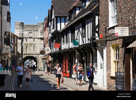 Shops on High Petergate in the City Centre, York, North Yorkshire ...