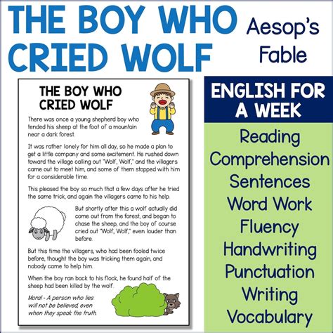 The Boy Who Cried Wolf Aesop's Fables Literacy Activities - Etsy UK