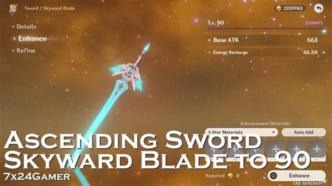 7X24Gamer | Weapon 13 How to Ascend Sword Skyward Blade| Phase 6 | Genshin Impact Gameplay - YouTube