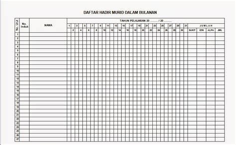 Download Format Daftar Hadir Siswa Excel | Berkas Belajar