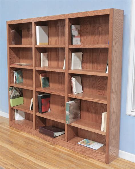 Concepts in Wood 15 Shelf Triple Wide Wood Bookcase, 72 inch Tall - Oak Finish - Walmart.com ...