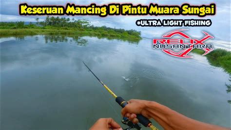 KESERUAN MANCING DI MUARA SUNGAI || ultra light fishing - YouTube