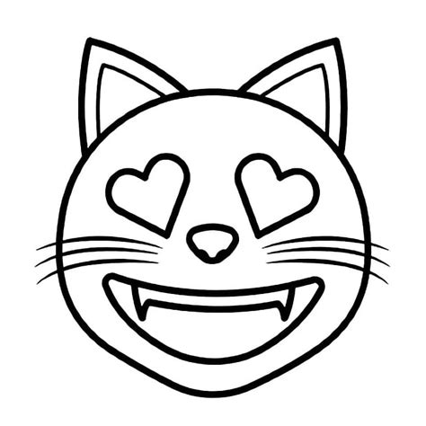 Smiling Cat with Heart Eyes Emoji coloring page - Download, Print or Color Online for Free