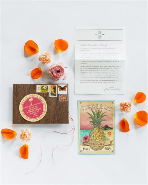 Vibrant Tropical Hawaiian Wedding Invitations