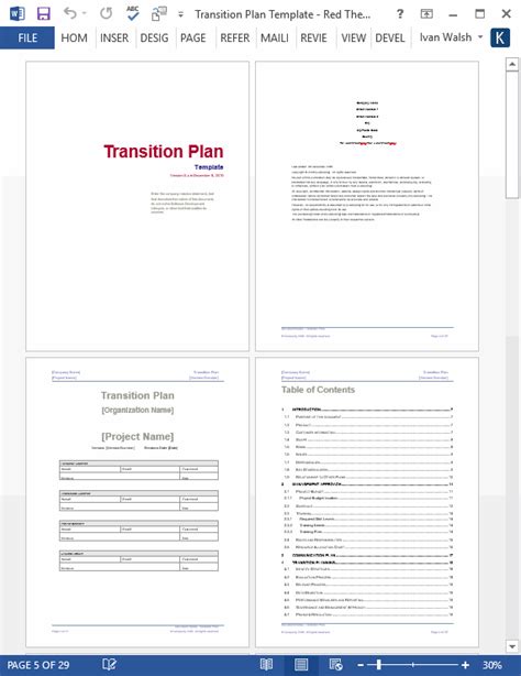 Transition Plan Template (MS Word + Excels) – Templates, Forms ...