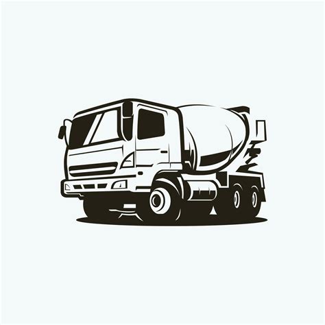 Concrete Truck Silhouette. Black and White Monochrome Vector Isolated ...