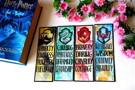 Set of 4 Harry Potter bookmarks Hogwarts houses bookmarks | Harry potter bookmark, Harry potter ...