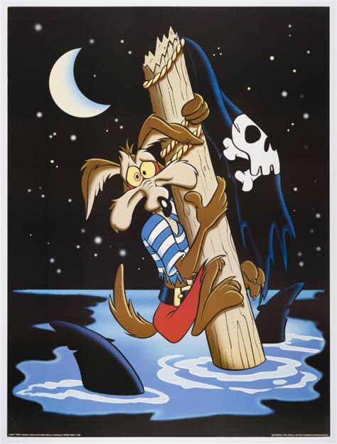 Wile E Coyote Surrounded by Sharks Limited Edition Poster - ID: janlooney22334 | Van Eaton Galleries