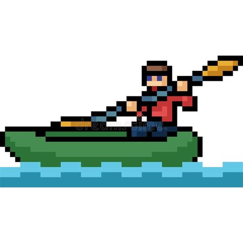 Vector Pixel Art Canoe Boat Stock Vector - Illustration of cute, paddle: 130270897