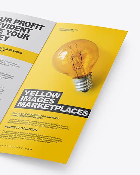 Two Glossy Brochures Mockup on Yellow Images Object Mockups