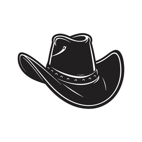 cowboy hat, logo concept black and white color, hand drawn illustration ...