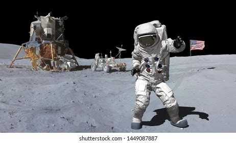 3d Rendering Dancing Astronaut On Moon Stock Illustration 1449087878 ...