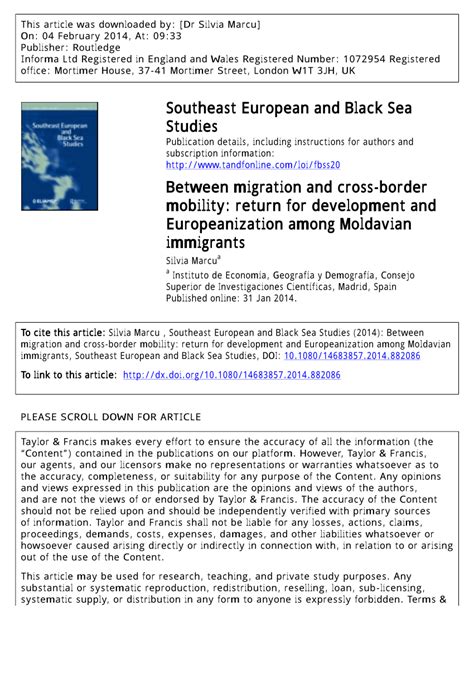 (PDF) BETWEEN MIGRATION AND CROSS-BORDER MOBILITY: RETURN FOR DEVELOPMENT AND EUROPEANISATION ...