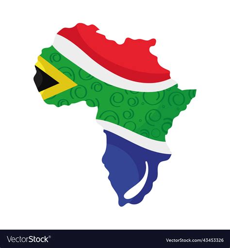 South africa flag in continent map Royalty Free Vector Image