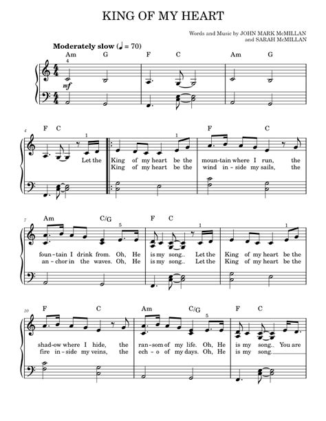 king of my heart Sheet music for Piano by John Mark McMillan: Music ...