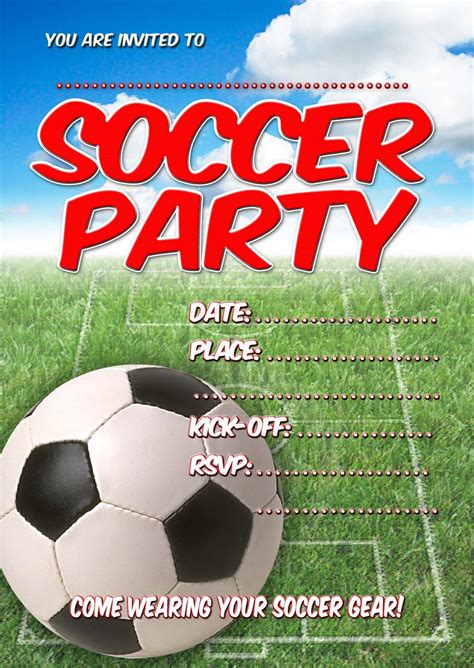 FREE Kids Party Invitations: Soccer Party Invitation