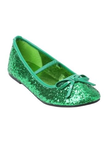 Green Glitter Girls Ballet Flats