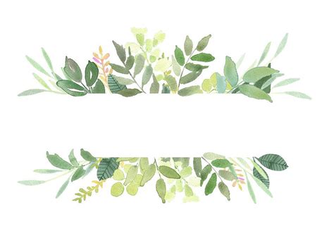 Green Leaves Frames Foliage Clipart, Greenery Wedding Invites, Leaf Clip Art, Watercolor Clipart ...