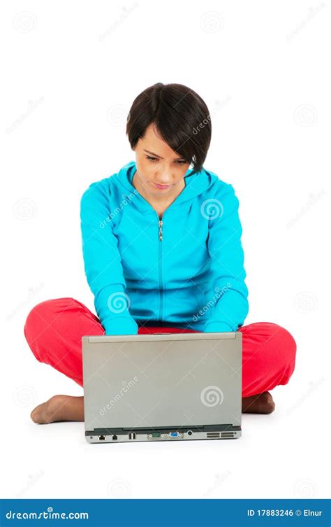 Young Girl Working on Laptop Isolated Stock Photo - Image of communication, netbook: 17883246