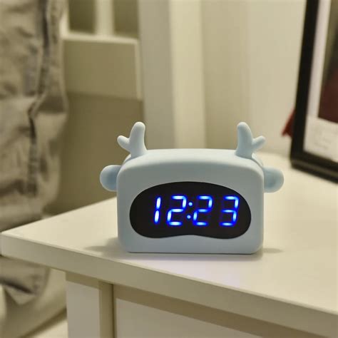 Mini Digital Alarm Clock LED Display Voice Control Cute Animal Alarm ...