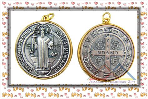 SAN BENITO Medalla SAINT St Benedict Cross SILVER & GOLD Tone EXTRA ...