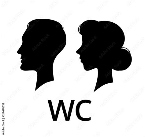 WC toilet sign. Male and female face profile washroom. Ladies and gents bathroom vector ...